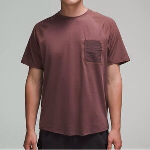 Lululemon Ventilated Hiking T-Shirt with Pocket in Burgundy